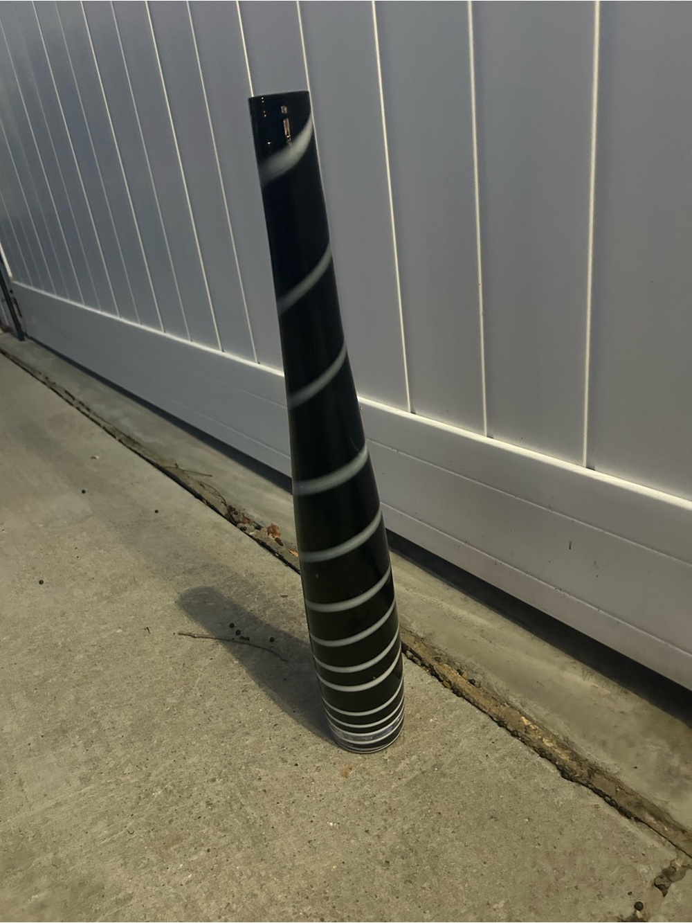 Tall Black Decorative Floor Vase with White Spiral Stripes